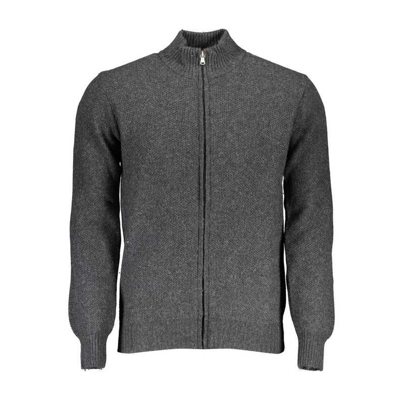 Chic Grey Full Zip Lool-Blend Cardigan