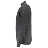 Chic Grey Full Zip Wool-Blend Cardigan