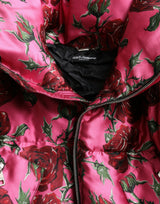 Elegante chaqueta acolchada con estampado de rosas