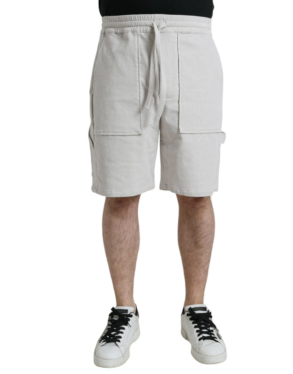 Beige Cotton Corda -Herren -Bermuda -Shorts