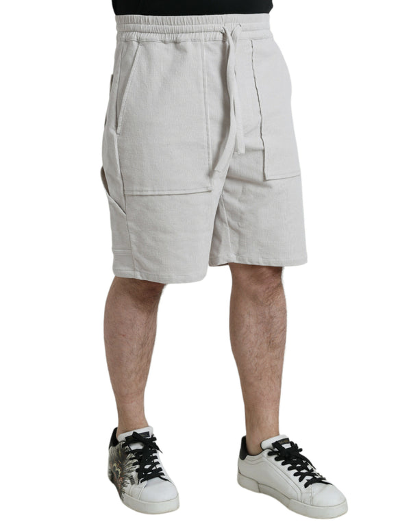 Beige Cotton Corda -Herren -Bermuda -Shorts