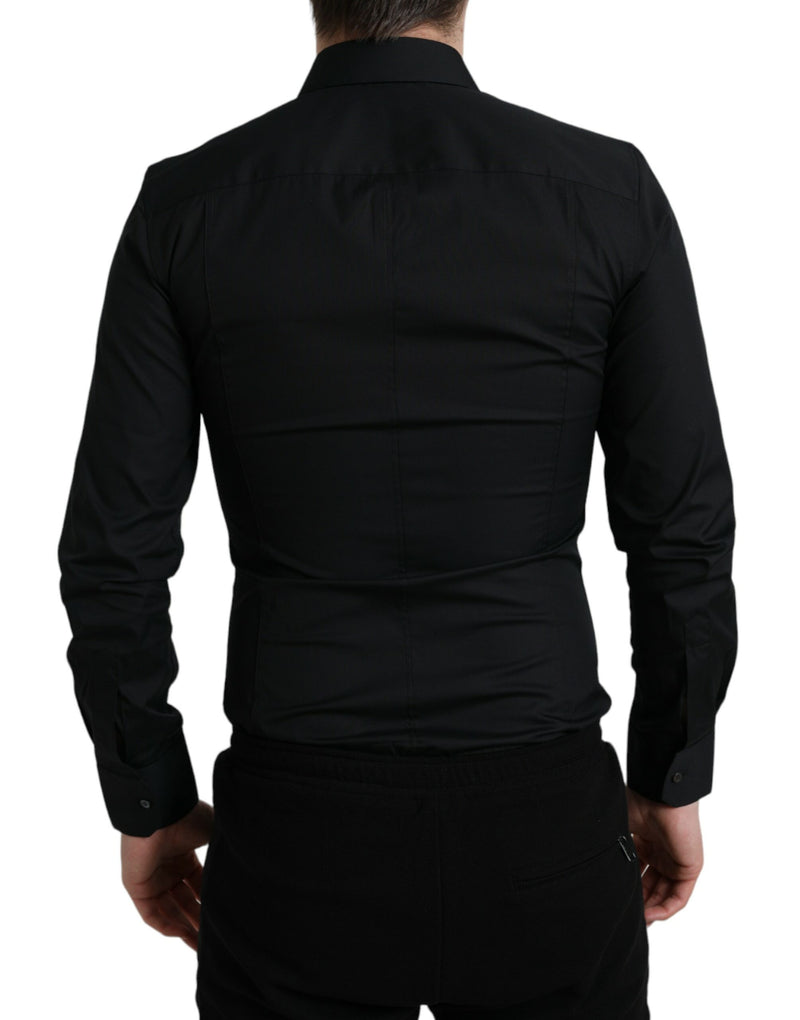 Elegant Black Slim Fit Italian Shirt