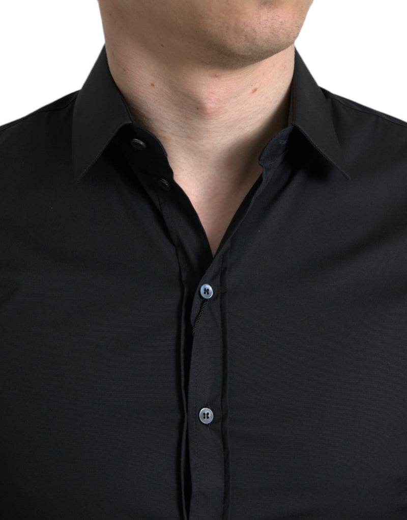 Elegant Black Slim Fit Italian Shirt