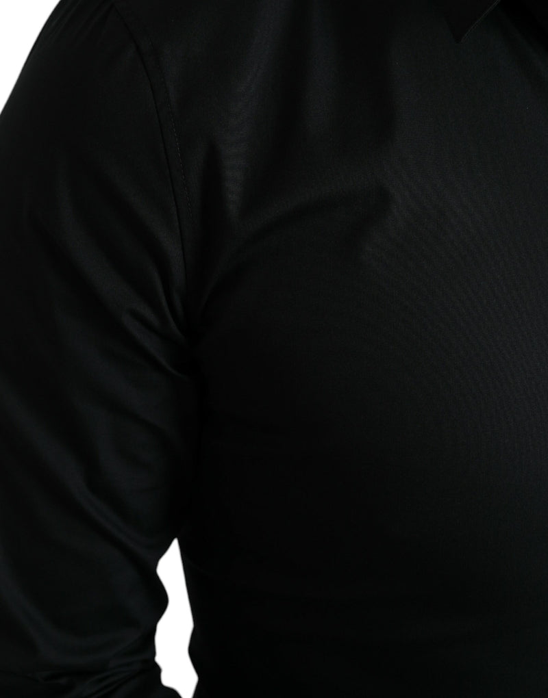 Elegant Black Slim Fit Italian Shirt