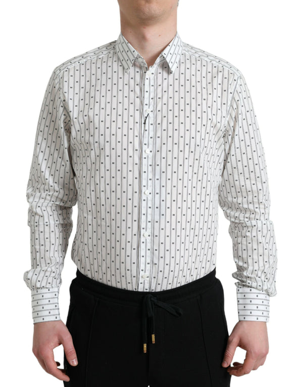 Elegante camicia in fit di cotone bianco in fitta