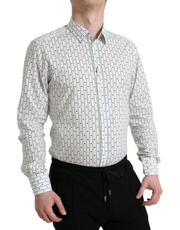 Elegant White Cotton Slim Fit Robe Shirt