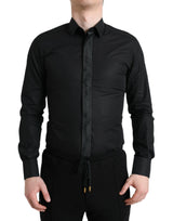 Elegante camisa de vestir negra delgada