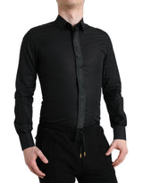 Elegante camicia vestito in fit slim nero