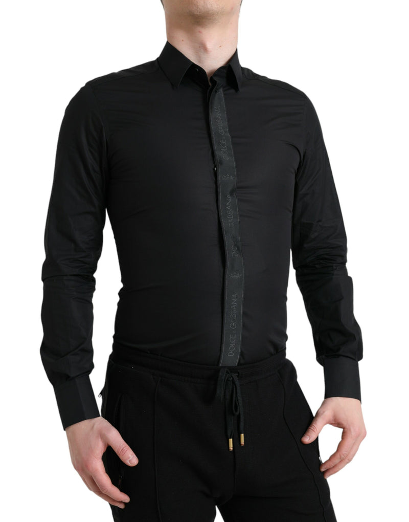 Elegante camisa de vestir negra delgada