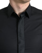 Elegante camicia vestito in fit slim nero