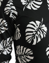 Camisa de vestir elegante con estampado de hojas de hoja