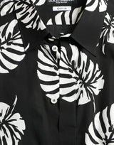 Camisa de vestir elegante con estampado de hojas de hoja