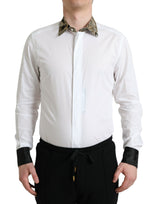 Elegante camisa de vestir de detalles dorados