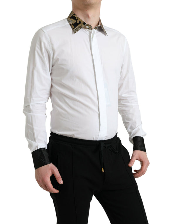 Elegante camisa de vestir de detalles dorados