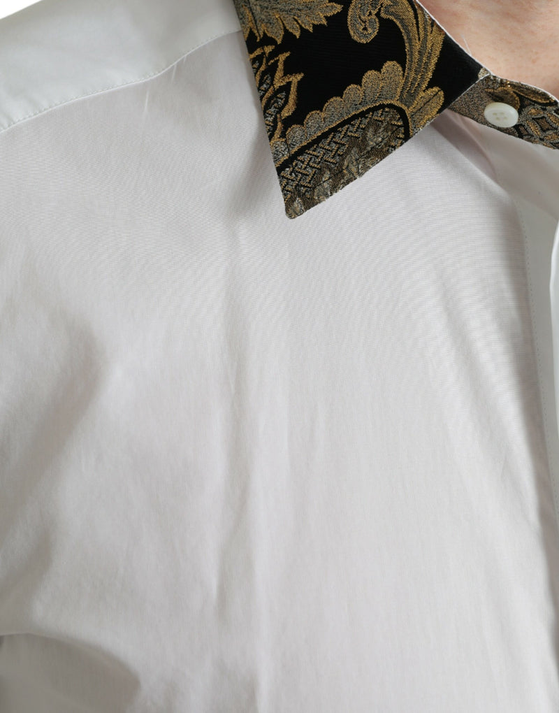 Elegante camisa de vestir de detalles dorados