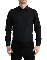 Sleek Black Slim Fit Italian Dress Shirt