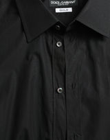 Sleek Black Slim Fit Camisa de vestir italiana