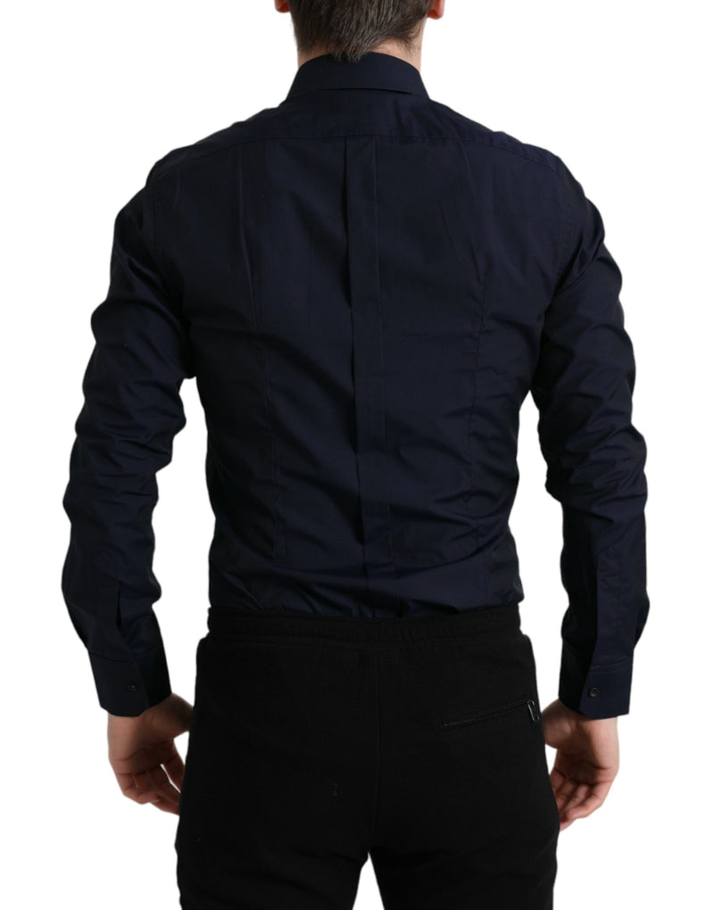 Elegante camicia da abito jacquard blu scuro