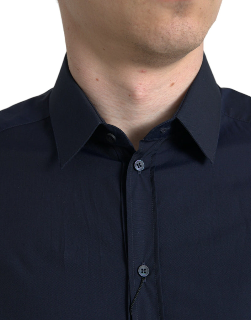 Elegante camicia da abito jacquard blu scuro