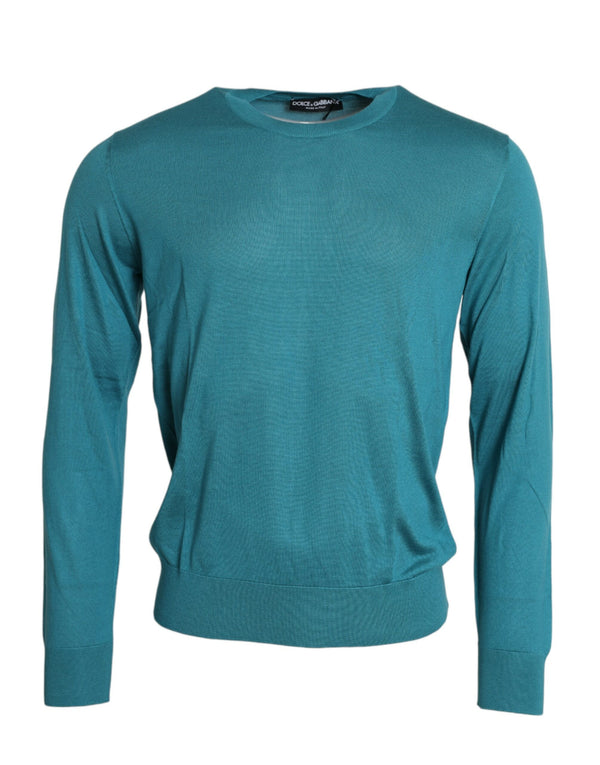 Elegante maglione pullover con il collo dell'equipaggio di seta