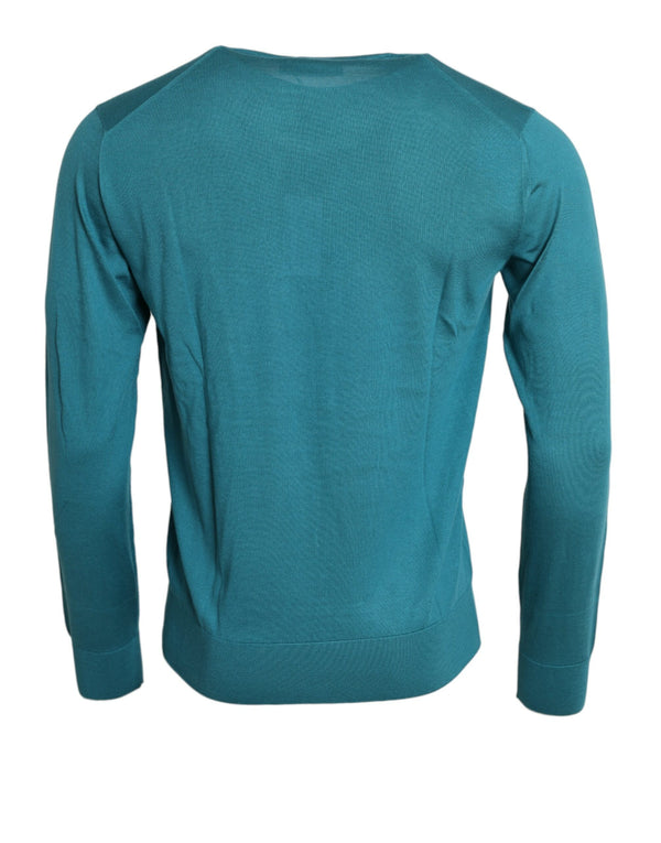 Elegante maglione pullover con il collo dell'equipaggio di seta