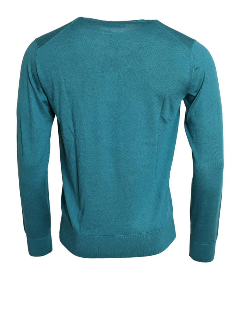 Elegante maglione pullover con il collo dell'equipaggio di seta