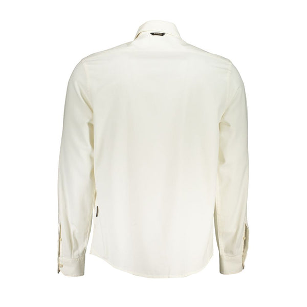 Elegante camicia da uomo a maniche lunghe in cotone bianco