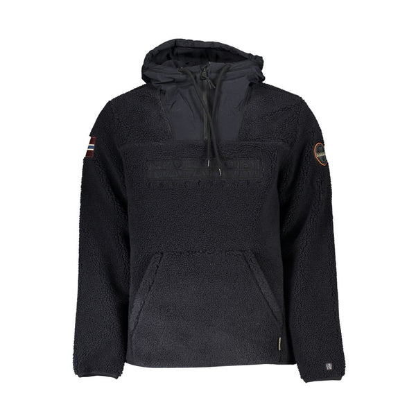 Schlanker halber Zip-Recycling-Hoodie in Schwarz