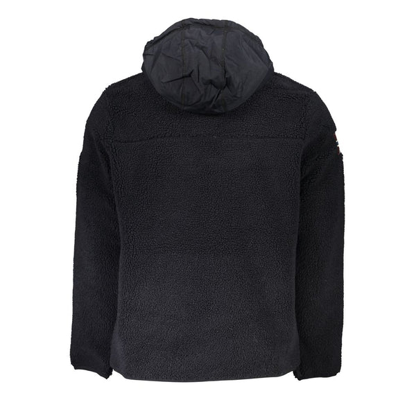 Schlanker halber Zip-Recycling-Hoodie in Schwarz