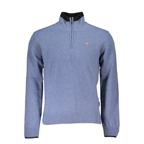 Chic Blue Half-Zip-Pullover mit Kontrastdetails