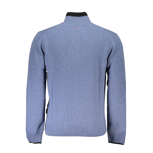 Pull à demi-zip bleu chic avec des détails de contraste