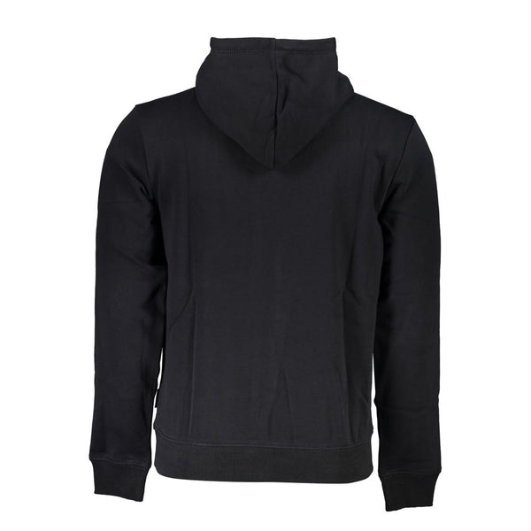 Schlankes Fleece -Sweatshirt mit Kapuze in Schwarz