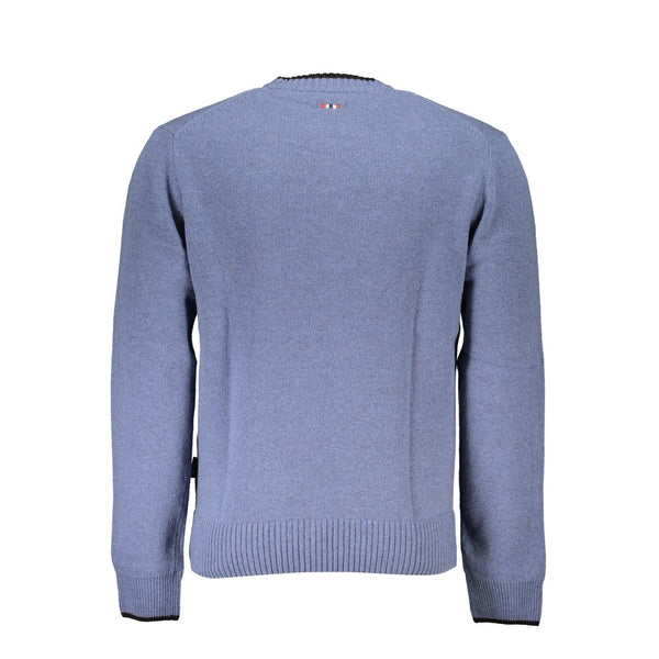 Maglione ricamato al collo blu