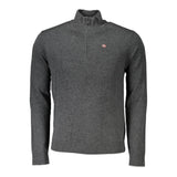 Maglione ricamato a mezza zip grigio chic