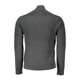 Maglione ricamato a mezza zip grigio chic