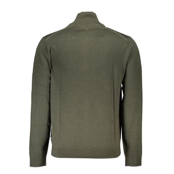 Elegante maglione verde a mezzo zip