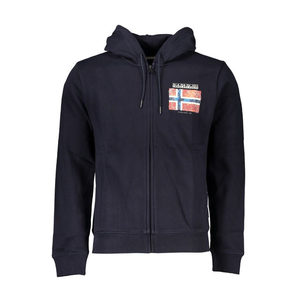 Elegant Fleece Hooded Sweatshirt in Blue