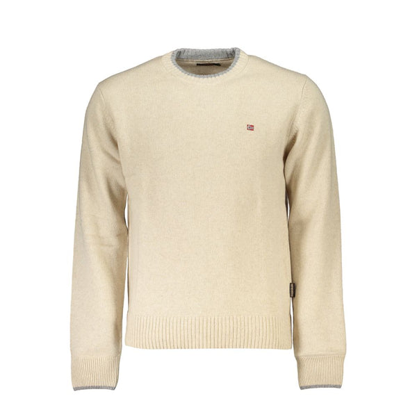 Beige Crew Neck bestickter Pullover