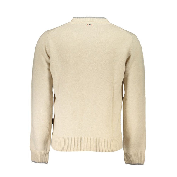 Pull brodé de cou de l'équipage beige