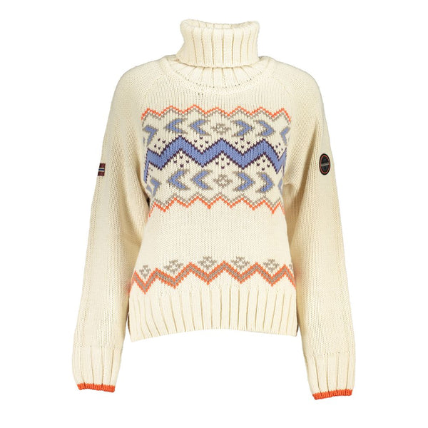 Pull à col haut beige chic avec des détails élégants