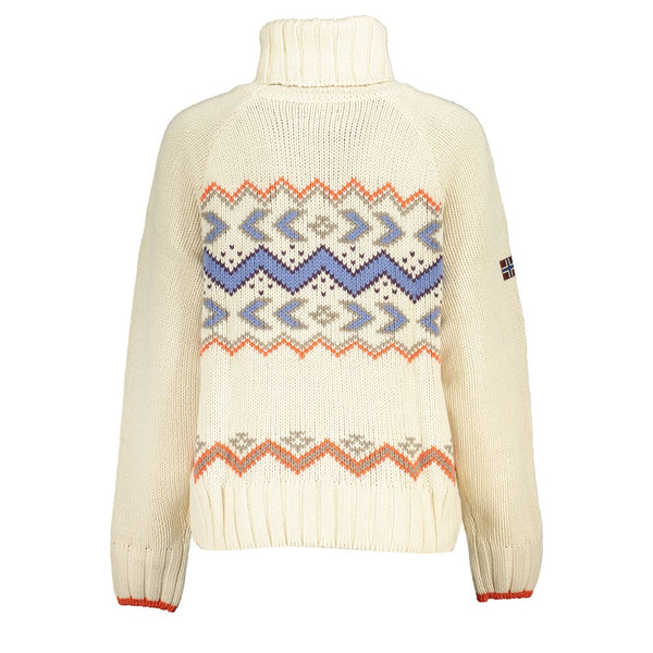 Pull à col haut beige chic avec des détails élégants