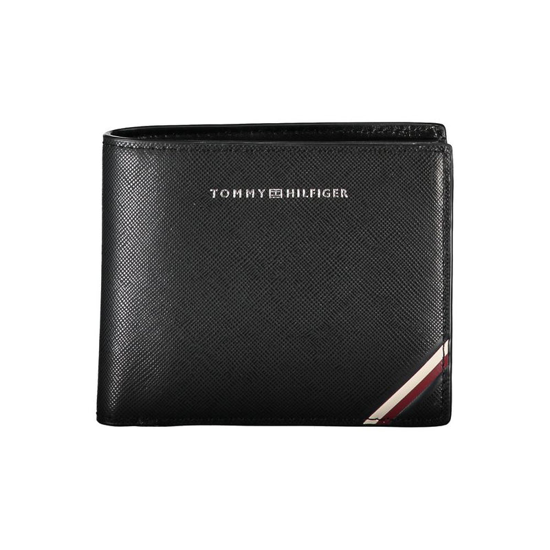 Elegant Black Leather Wallet with Contrast Details