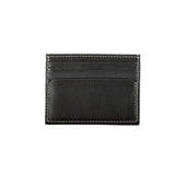 Sleek Black Leather Card Holder with Contrast Detail