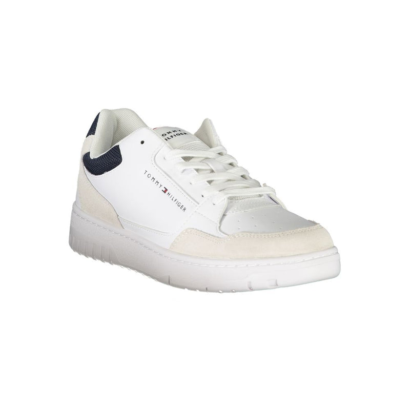 Elegant White Lace-Up Sneakers with Contrast Detail