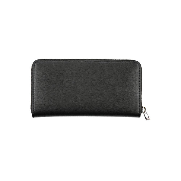 Sleek Zippered Black Wallet with Multiple Compartments