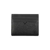 Sleek Black Leather Card Holder with Contrast Detail