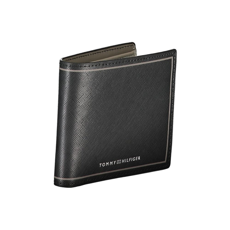 Elegant Black Leather Dual-Compartment Wallet