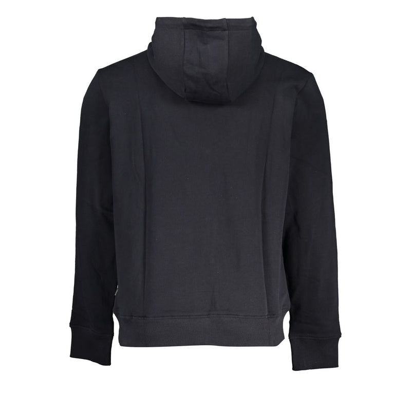 Sleek Black Cotton Hooded Sweatshirt