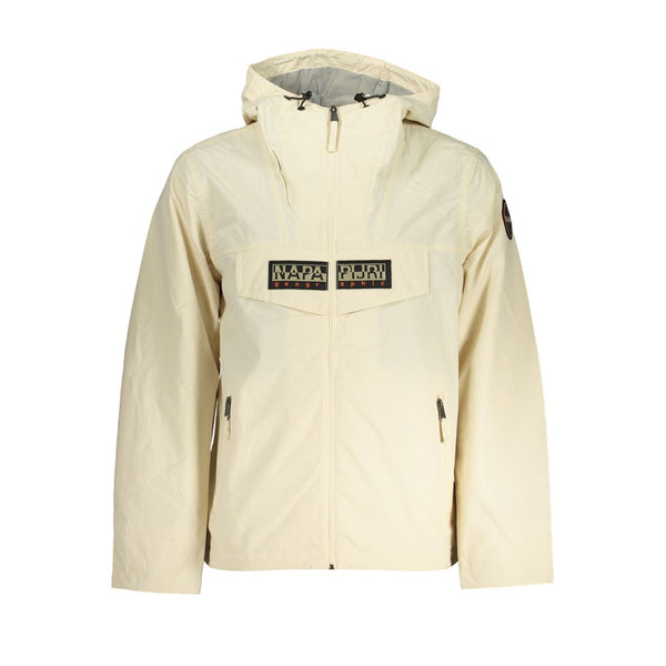 Chic Beige Kapuze -Sportjacke