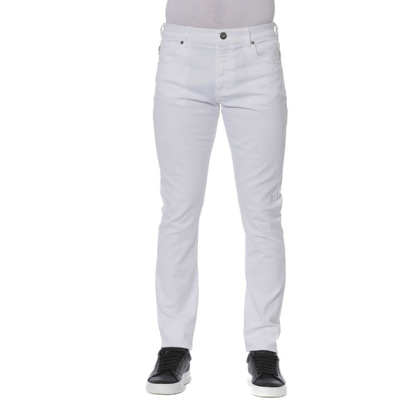 Eleganti jeans di miscela di cotone bianco